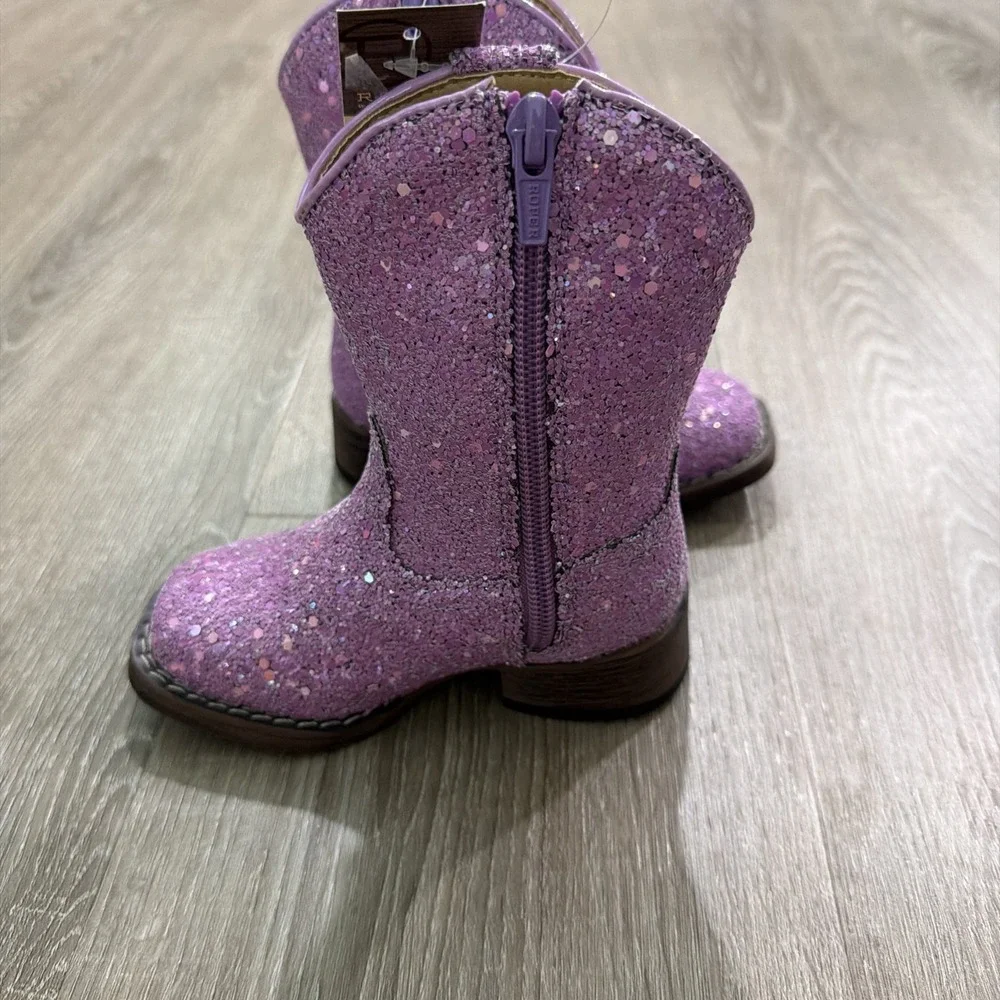 Roper Glitter Galore Square Toe Cowboy  Toddler Girls Purple Boots Size 5‎ NEW